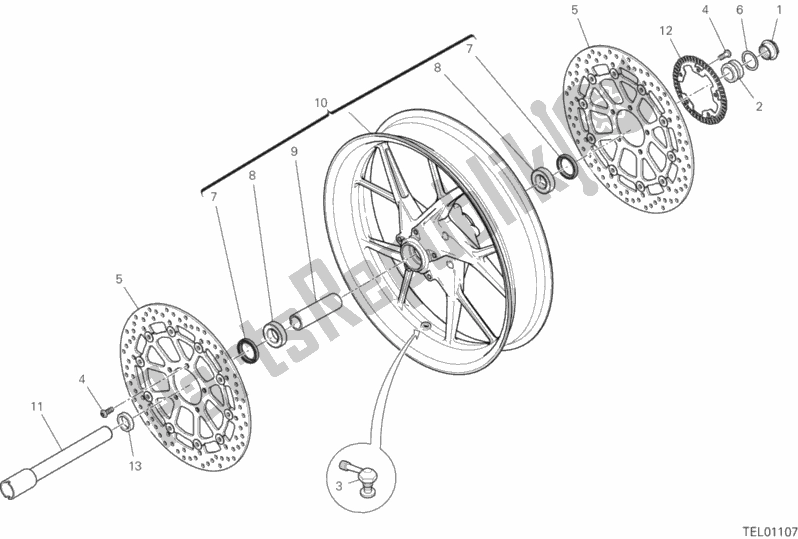 All parts for the Front Wheel of the Ducati Multistrada 1260 ABS 2018